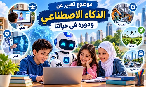 موضوع تعبير عن الذكاء الاصطناعي ودوره في حياتنا